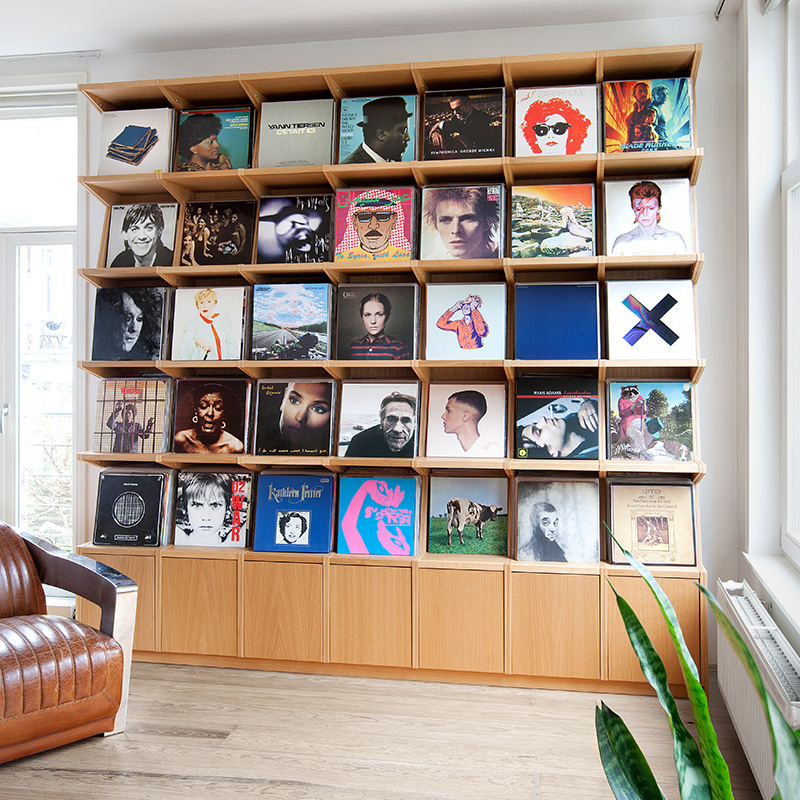 Mueble de pared para guardar discos de vinilo
