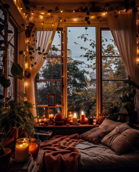 Decoración de dormitorio de otoño